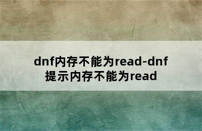 dnf内存不能为read-dnf提示内存不能为read