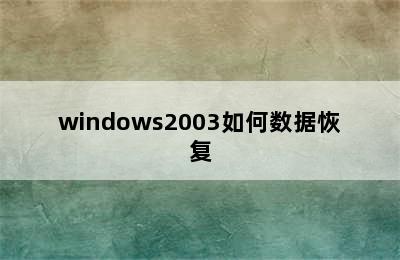 windows2003如何数据恢复