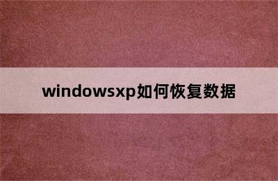 windowsxp如何恢复数据