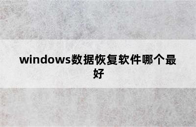 windows数据恢复软件哪个最好