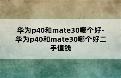 华为p40和mate30哪个好-华为p40和mate30哪个好二手值钱
