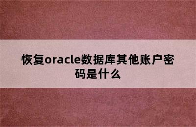 恢复oracle数据库其他账户密码是什么